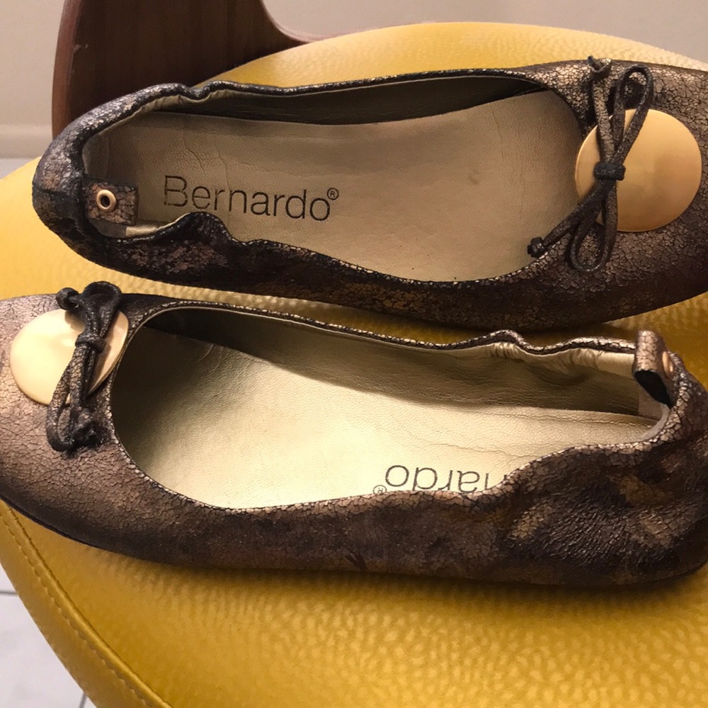 Bernardo Bronze Metallic Ballet Flats